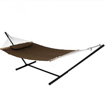 Sunnydaze Quilted Designs Hammock with Stand 2 Person Heavy Duty - Double Hammock