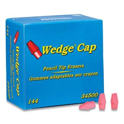 Dixon Wedge Cap Erasers, Pink, Rubber, 144/Box