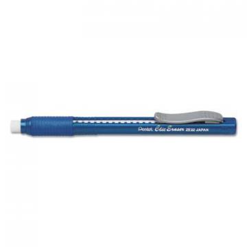 Pentel Clic Eraser Grip Eraser, White Polyvinyl Chloride Eraser, Blue Barrel