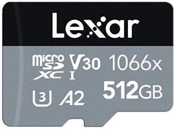 Lexar Professional 1066x 512GB microSDXC UHS-I Card w/SD Adapter Silver Series