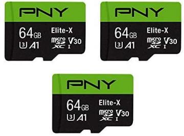 PNY 64GB Elite-X Class 10 U3 V30 microSDXC Flash Memory Card 3-Pack