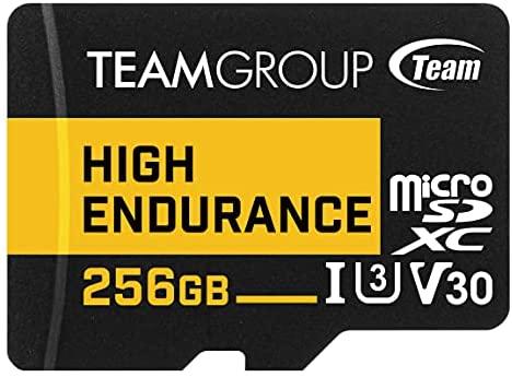 TEAMGROUP HIGH Endurance 256GB Micro SDXC UHS-I U3 V30 Memory Card