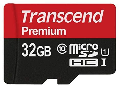 Transcend 32GB microSDHC Class10 Uhs-1 Memory Card with Adapter