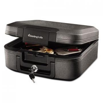 SentrySafe Waterproof Fire-Resistant Chest, 0.28 cu ft, 15.4w x 14.3d x 6.6h, Charcoal Gray