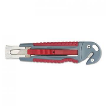 Clauss Titanium Auto-Retract Utility Knife with Carton Slicer, Gray/Red, 3 1/2" Blade