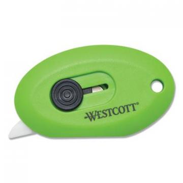 Westcott Compact Safety Ceramic Blade Box Cutter, 2.5", Retractable Blade, Green