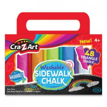 Cra-Z-Art Washable Sidewalk Chalk, Triangle Shaped, 48 Assorted Bright Colors, 48 Sticks/Set