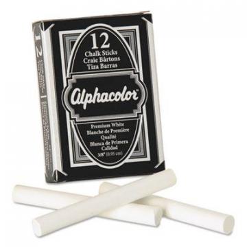 Quartet Alphacolor White Chalk, Low-Dust, 12 Sticks/Pack
