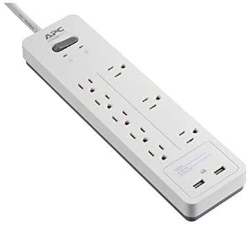 APC Power Strip Surge Protector with USB Charging Ports, 2160 Joules, 8 Outlets, White