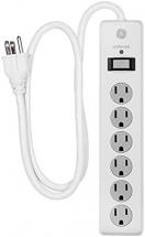 GE 6-Outlet Surge Protector, 3 Ft Extension Cord, Power Strip, 800 Joules