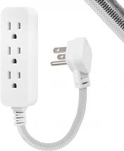 GE Pro Mini 3-Outlet Power Strip, 6 Inch Designer Braided Extension Cord