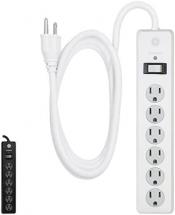 GE 6-Outlet Surge Protector, 8 Ft Extension Cord, Power Strip, 800 Joules