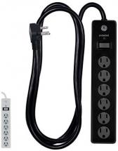 GE 6-Outlet Surge Protector, 6 Ft Extension Cord, Power Strip, 800 Joules