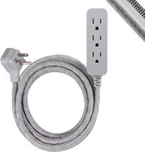 GE Pro 3-Outlet Power Strip with Surge Protection, 15 Ft Designer Braided Extension Cord