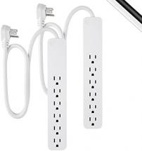 GE Pro 6-Outlet Surge Protector 2 Pack, 2 Ft Extension Cord, 620 Joules, Power Strip