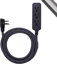 GE Pro 3-Outlet Power Strip with Surge Protection, 15 Ft Designer Braided Extension Cord