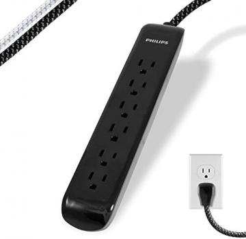 Philips 6 Outlet Surge Protector Power Strip, 4 Ft Power Cord