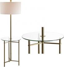 JONATHAN Y JYL3059A Charles 59" Metal/Glass LED Side Table and Floor Lamp