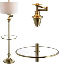 JONATHAN Y JYL3055A Cora 60" Metal/Glass LED Side Table and Floor Lamp