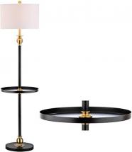 JONATHAN Y 61" Metal LED End Table Floor Lamp, Black/Brass