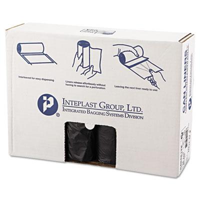 Inteplast Group High-Density Interleaved Commercial Can Liners, 45 gal, 12 microns, 40" x 48", Black