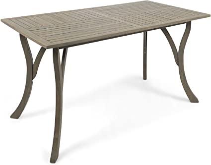 Christopher Jaden Outdoor Acacia Wood Rectangular Dining Table, Gray