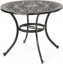 Great Christopher Knight Home Jamie Outdoor Round Cast Aluminum Dining Table, Shiny Copper