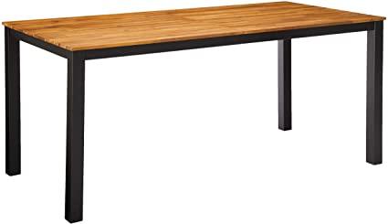 Great Christopher Knight Home Zak Outdoor 71" Acacia Wood Dining Table, Teak Finish, Black