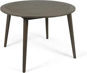 Great Christopher Knight Home 305154 Nick Outdoor Acacia Wood Round Dining Table, Gray Finish