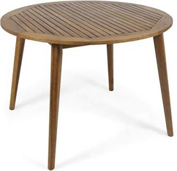 Great Christopher Knight Home 305153 Nick Outdoor Acacia Wood Round Dining Table, Teak Finish