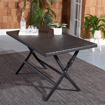 Safavieh PAT7503A Outdoor Collection Akita Black Rectangle Folding Table