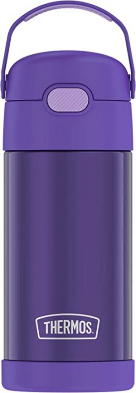 THERMOS FUNTAINER 12 Ounce Stainless Steel Vacuum Insulated Kids Straw Bottle, Violet