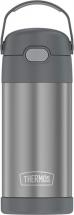 THERMOS FUNTAINER 12 Ounce Stainless Steel Vacuum Insulated Kids Straw Bottle, Grey