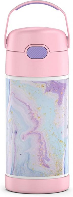 THERMOS FUNTAINER 12 Ounce Stainless Steel Vacuum Insulated Kids Straw Bottle, Dreamy