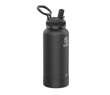 Takeya Pickleball Insulated Water Bottle with Straw Lid, 32oz Ace Black