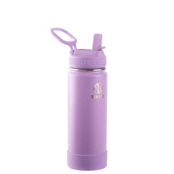 Takeya Actives Insulated Water Bottle w/Straw Lid, Lilac, 18 Ounces