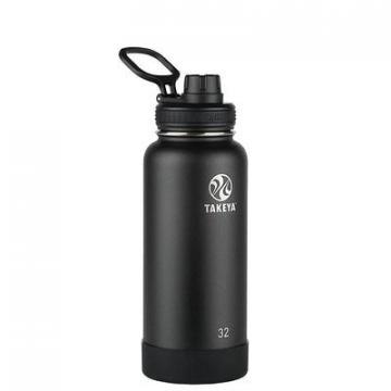Takeya Actives Insulated Stainless Steel Water Bottle with Spout Lid, 32 oz, Onyx