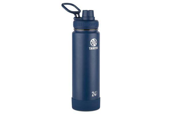 Takeya Actives Insulated Stainless Steel Water Bottle with Spout Lid, 24 oz, Midnight
