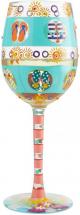 Enesco Designs by Lolita Flip Flop Days Artisan Hand-Painted Wine Glass, 15 Ounce, Multicolor