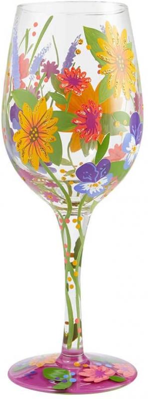 Enesco Designs by Lolita Garden' Hand-Painted Artisan Wine Glass, Multicolor