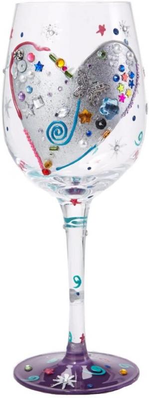 Enesco Lolita Silver Lining Hand Painted Wine Glass Gift