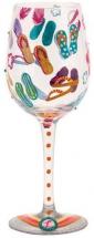 Enesco Lolita Flip Flops Too Artisan Painted Wine Glass Gift