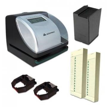 Acroprint ES700 Time Clock and Document Stamp Bundle, Black/Silver