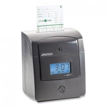 Pyramid 2650 Pro Auto Aligning Time Clock, LCD Display, Charcoal