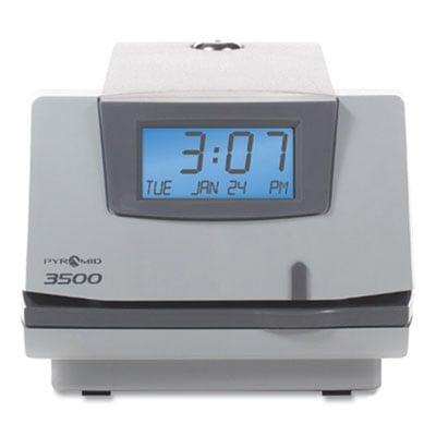 Pyramid 3500 Time Clock and Document Stamp, Light Gray/Charcoal
