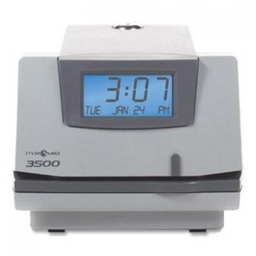Pyramid 3500 Time Clock and Document Stamp, Light Gray/Charcoal