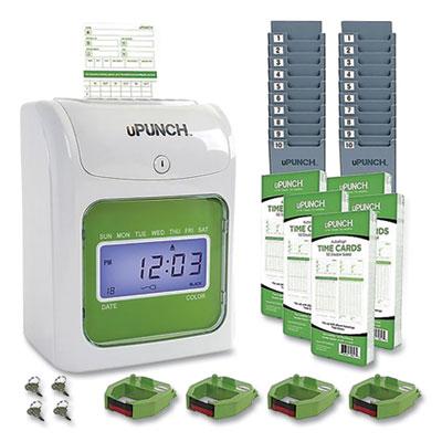 uPunch UB1000 Electronic Non-Calculating Time Clock Bundle, Beige/Green