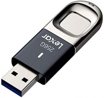 Lexar JumpDrive Fingerprint F35 256GB USB 3.0 Flash Drive, Black/Silver