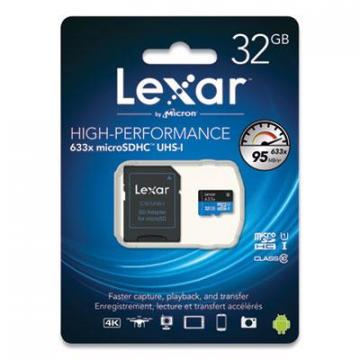 Lexar microSDHC Memory Card with SD Adapter, UHS-I U1 Class 10, 32 GB