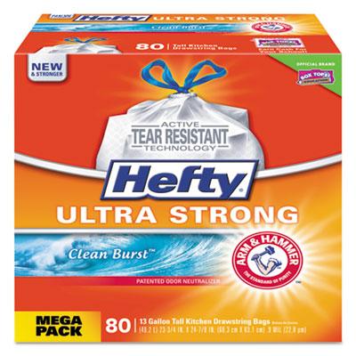Hefty Ultra Strong Scented Tall White Kitchen Bags, 13 gal, 0.9 mil, 24.75" x 24.88", White